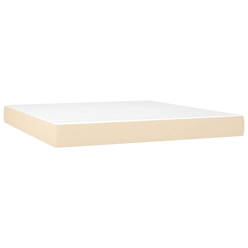 Sommier à lattes de lit matelas et LED Crème 180x200 cm Tissu