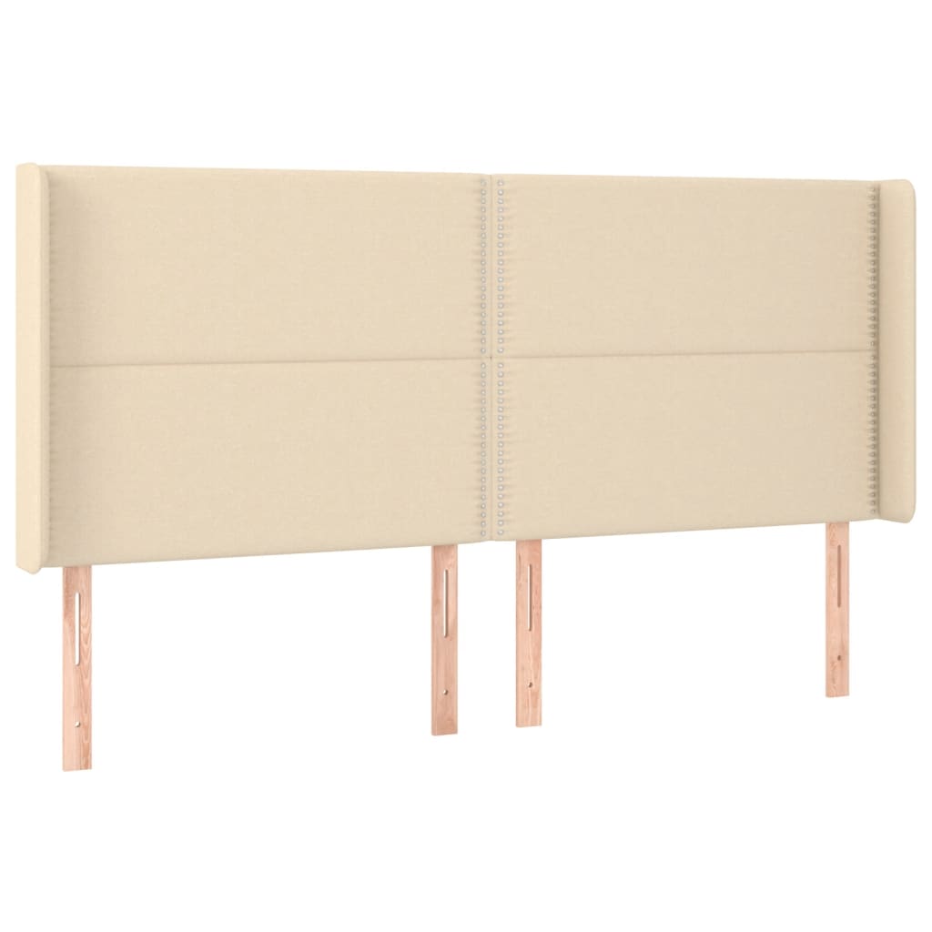 Sommier à lattes de lit matelas et LED Crème 180x200 cm Tissu