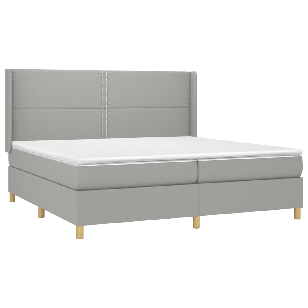 Sommier à lattes de lit matelas LED Gris clair 200x200 cm Tissu