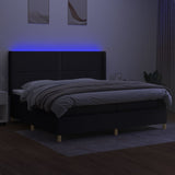 Sommier à lattes de lit matelas et LED Noir 200x200 cm Tissu