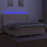 Lattenrostmatratze und LED-Creme-Stoff 200 x 200 cm