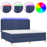 Sommier à lattes de lit matelas et LED Bleu 200x200 cm Tissu