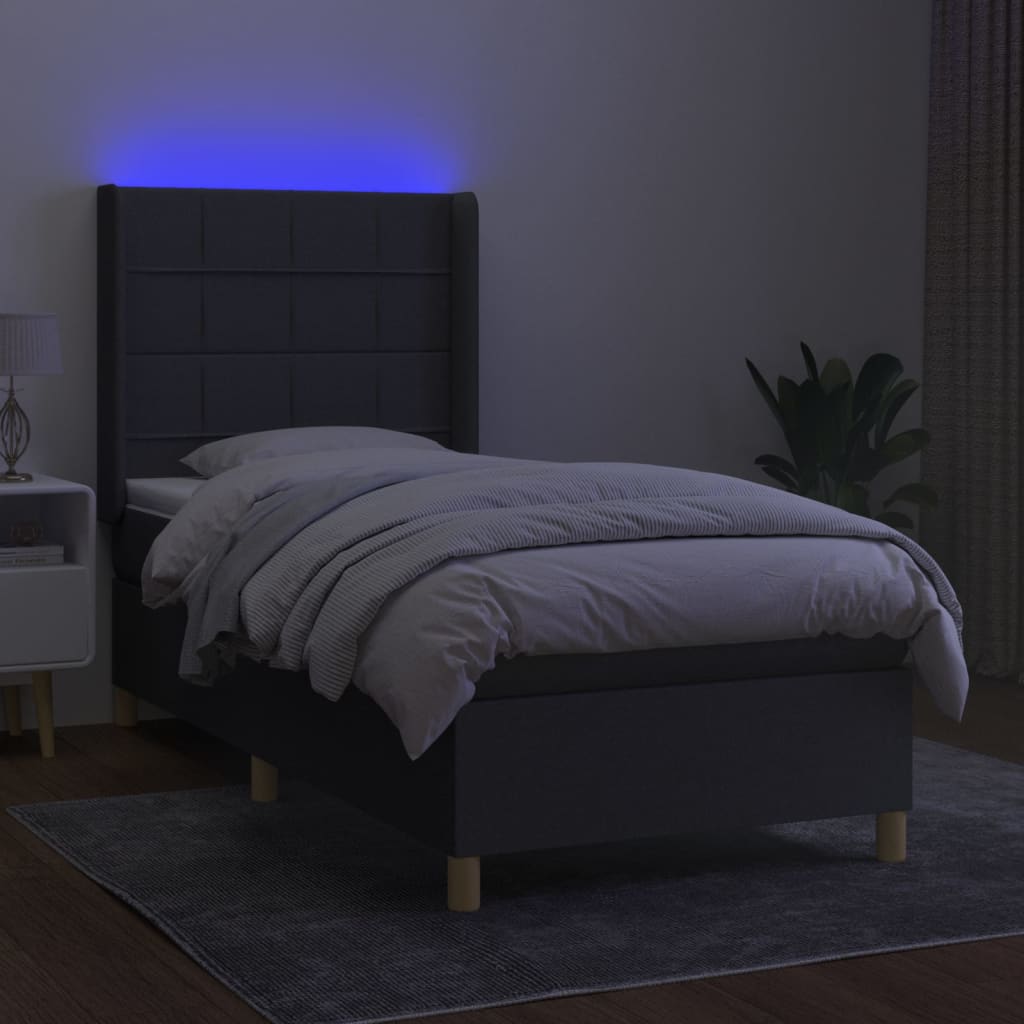 Sommier à lattes de lit matelas LED Gris foncé 80x200cm Tissu