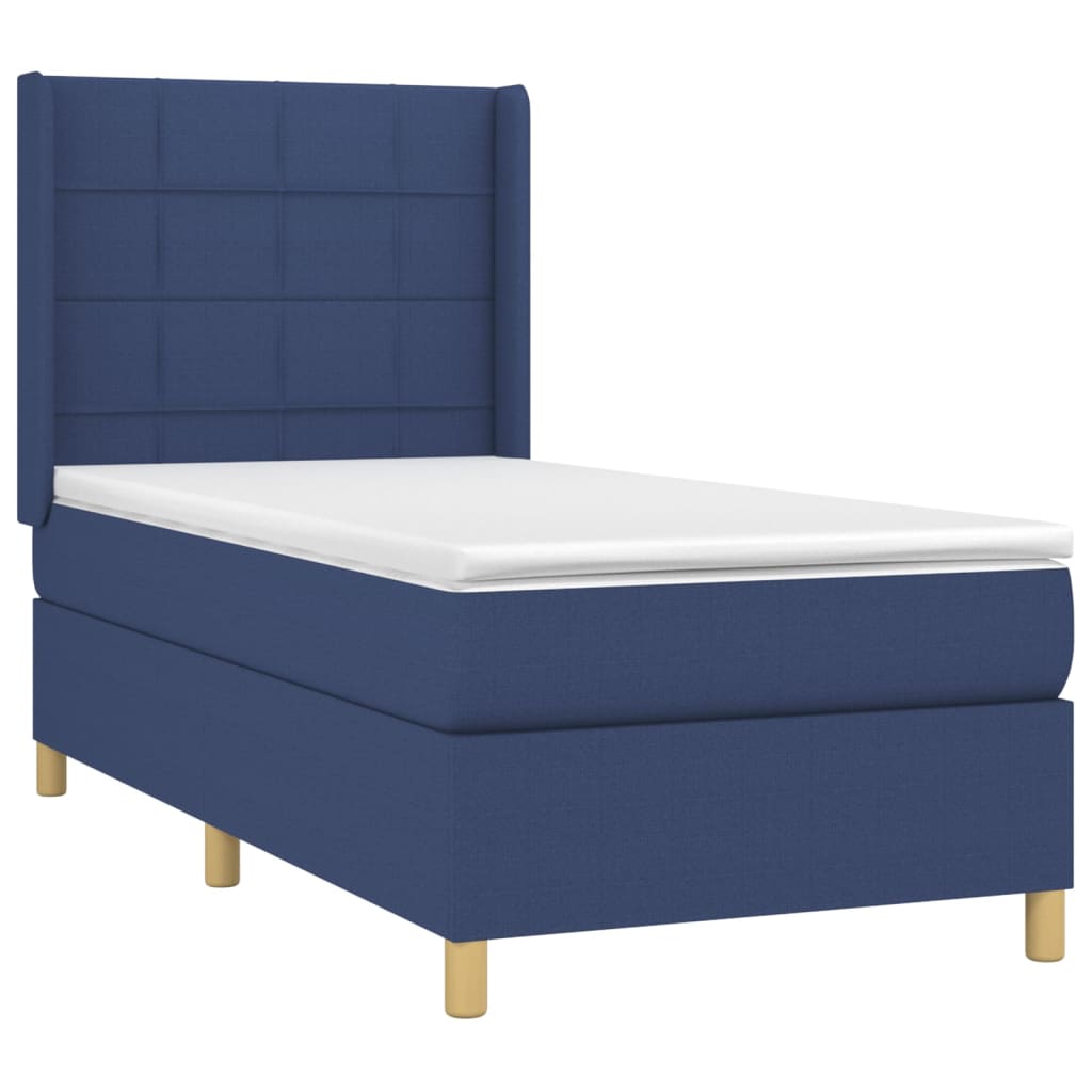 Sommier à lattes de lit matelas et LED Bleu 80x200cm Tissu