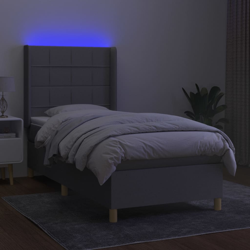 Sommier à lattes de lit matelas LED Gris clair 90x190cm Tissu