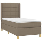 Slatted bed base with mattress and LED Taupe 90x190 cm Fabric