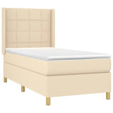 Sommier à lattes de lit matelas et LED Crème 100x200 cm Tissu