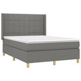 Sommier à lattes de lit matelas LED Gris foncé 140x190 cm Tissu