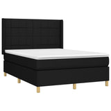 Sommier à lattes de lit matelas et LED Noir 140x190 cm Tissu