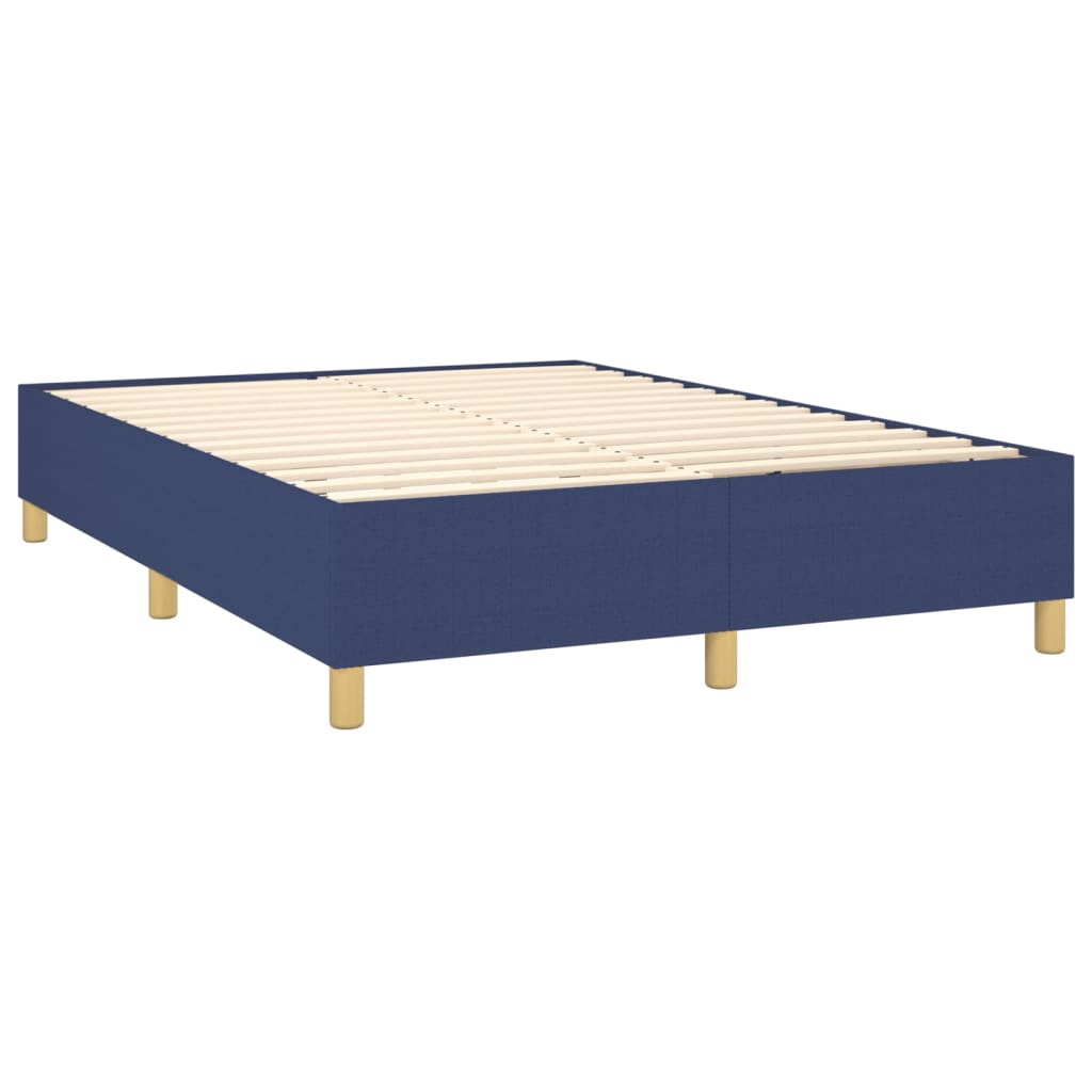 Sommier à lattes de lit matelas et LED Bleu 140x190 cm Tissu