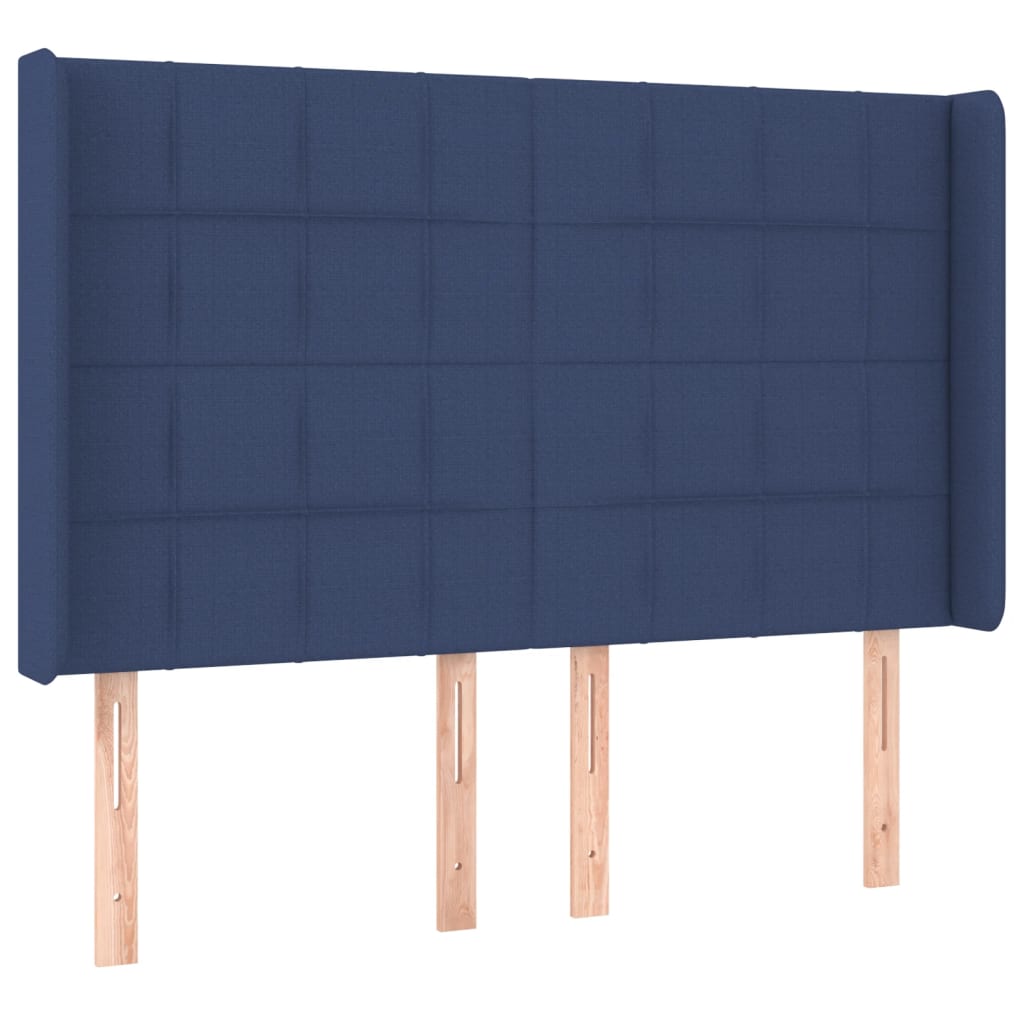 Sommier à lattes de lit matelas et LED Bleu 140x190 cm Tissu