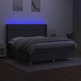 Sommier à lattes de lit matelas LED Gris foncé 160x200 cm Tissu