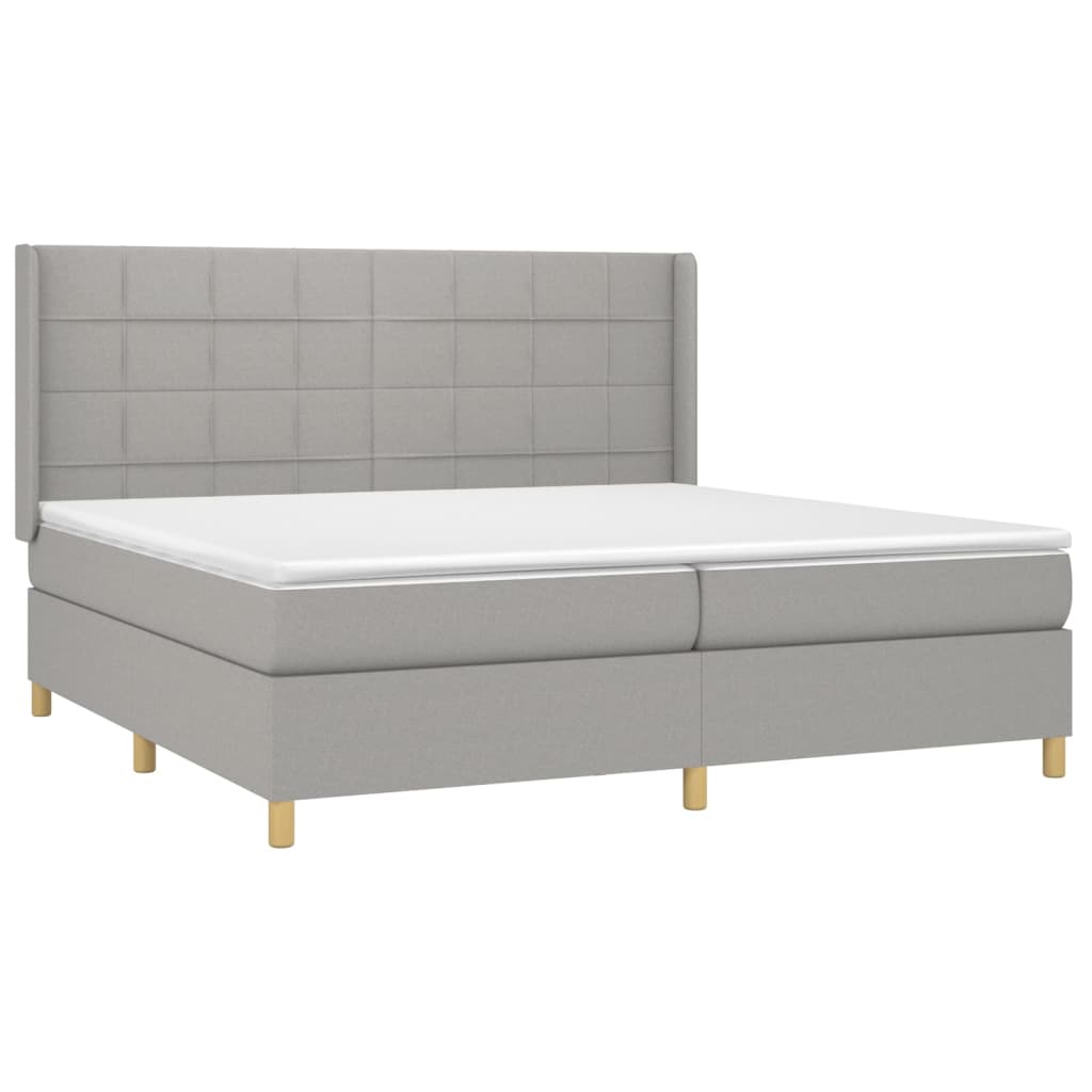 Sommier à lattes de lit matelas LED Gris clair 200x200 cm Tissu