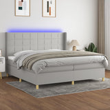 Sommier à lattes de lit matelas LED Gris clair 200x200 cm Tissu