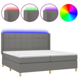 Sommier à lattes de lit matelas LED Gris foncé 200x200 cm Tissu