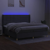 Sommier à lattes de lit matelas LED Gris foncé 200x200 cm Tissu