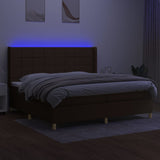 Sommier à lattes de lit matelas et LED Marron foncé 200x200 cm