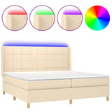 Sommier à lattes de lit matelas et LED Crème 200x200 cm Tissu