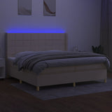 Sommier à lattes de lit matelas et LED Crème 200x200 cm Tissu