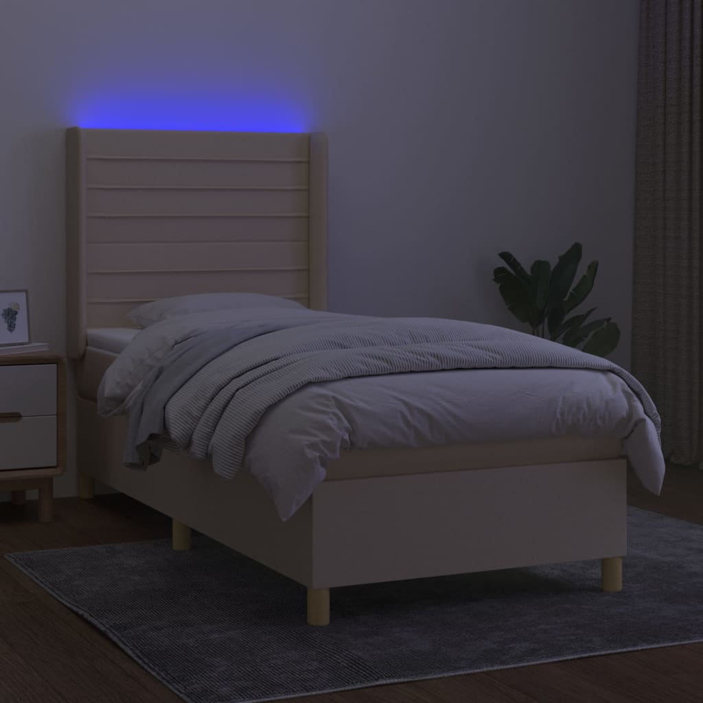 Lattenrostmatratze und LED-Creme-Stoff 80 x 200 cm