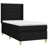 Bed slatted base mattress and LED Black 90x190 cm Fabric