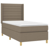 Sommier à lattes de lit matelas et LED Taupe 90x190 cm Tissu