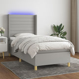 Sommier à lattes de lit matelas LED Gris clair 90x200cm Tissu