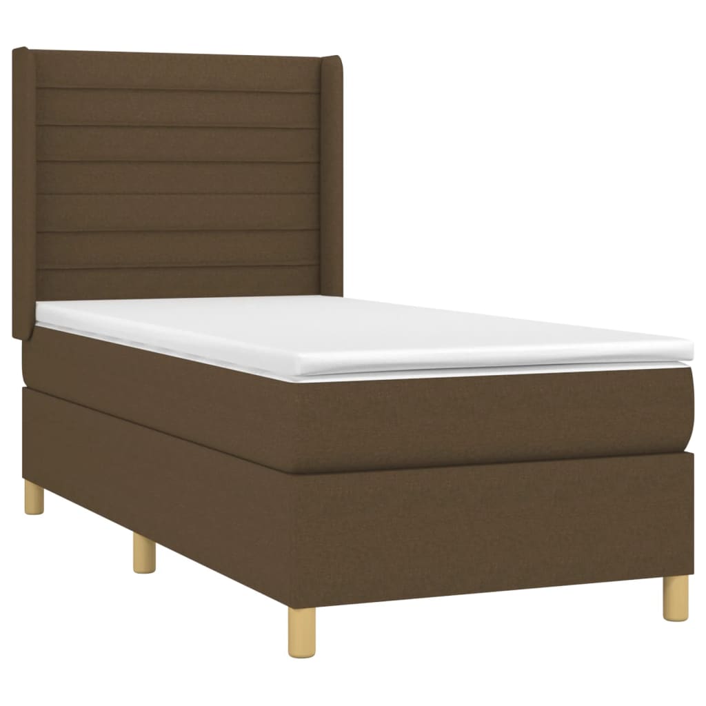 Sommier à lattes de lit matelas LED Marron foncé 90x200cm Tissu