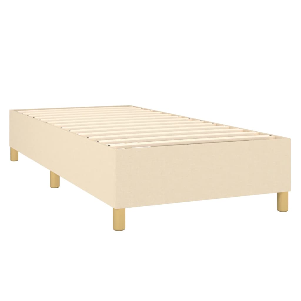 Sommier à lattes de lit matelas et LED Crème 90x200 cm Tissu