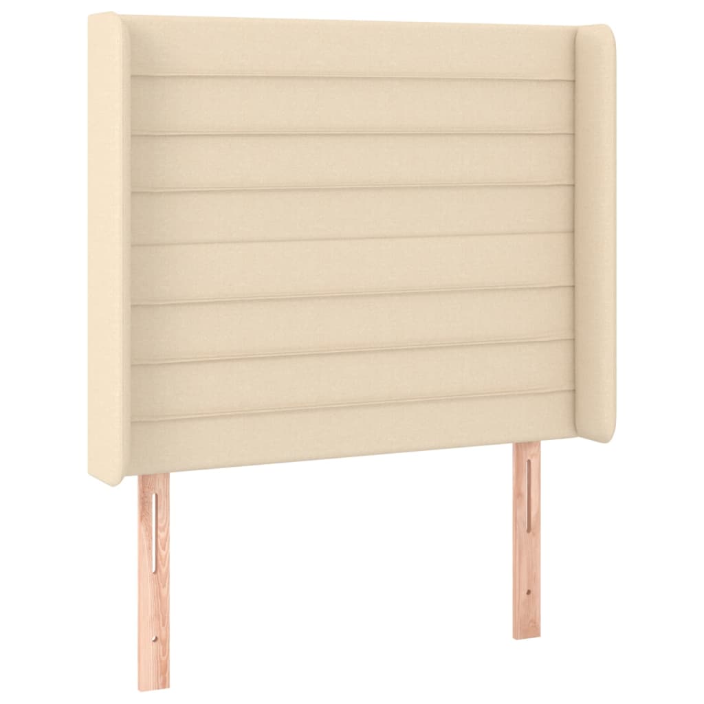 Sommier à lattes de lit matelas et LED Crème 90x200 cm Tissu