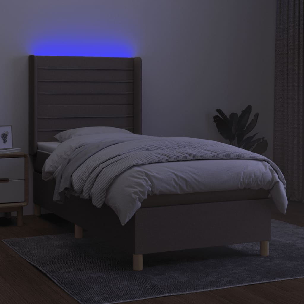 Lattenrostmatratze und Stoff LED Taupe 100x200 cm