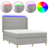 Sommier à lattes de lit matelas LED Gris clair 140x190 cm Tissu