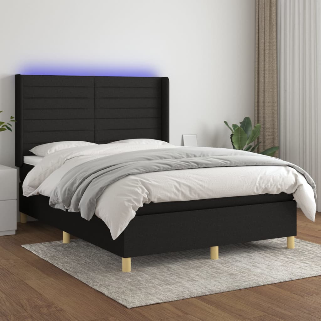 Lattenrostmatratze und LED-Stoff in Schwarz 140 x 190 cm