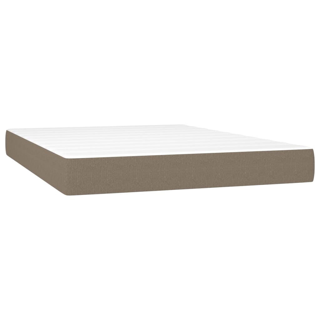 Sommier à lattes de lit matelas et LED Taupe 140x190 cm Tissu