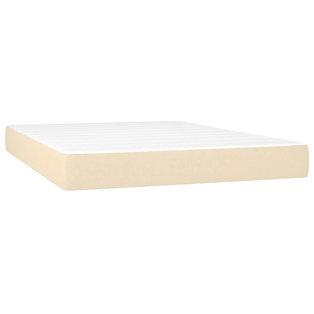 Sommier à lattes de lit matelas et LED Crème 140x190 cm Tissu