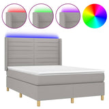 Sommier à lattes de lit matelas LED Gris clair 140x200 cm Tissu