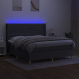 Sommier à lattes de lit matelas LED Gris foncé 160x200 cm Tissu