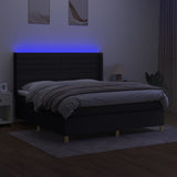 Sommier à lattes de lit matelas et LED Noir 160x200 cm Tissu