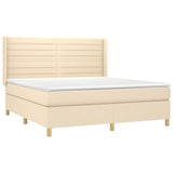 Sommier à lattes de lit matelas et LED Crème 160x200 cm Tissu