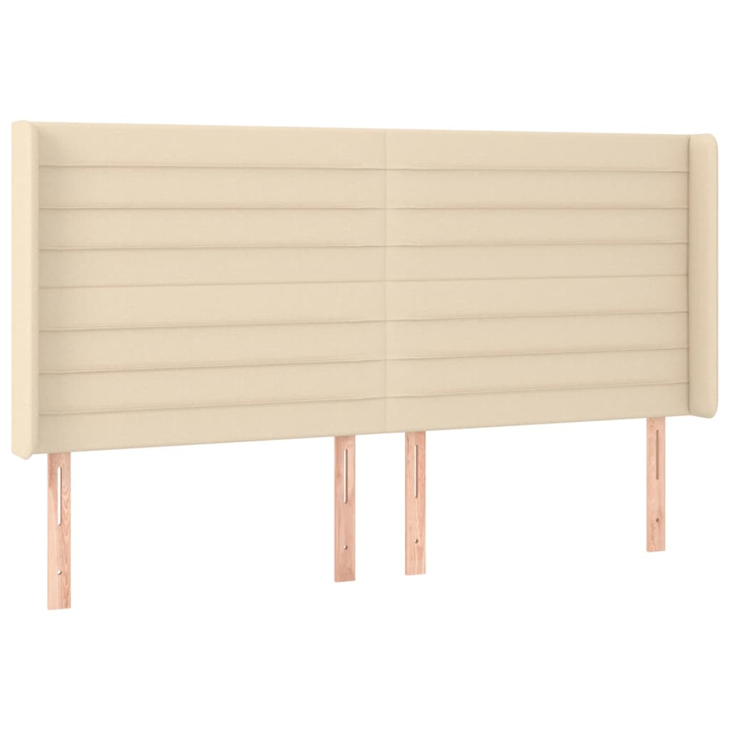 Sommier à lattes de lit matelas et LED Crème 160x200 cm Tissu