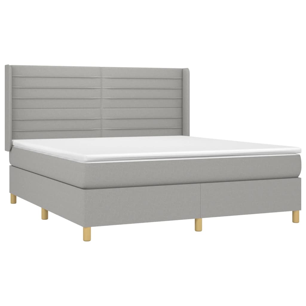 Sommier à lattes de lit matelas LED Gris clair 180x200 cm Tissu