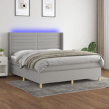 Sommier à lattes de lit matelas LED Gris clair 180x200 cm Tissu