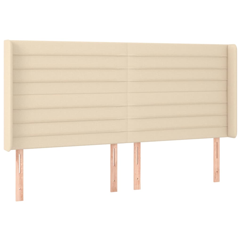 Sommier à lattes de lit matelas et LED Crème 180x200 cm Tissu