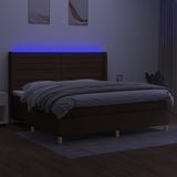 Sommier à lattes de lit matelas et LED Marron foncé 200x200 cm