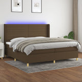 Sommier à lattes de lit matelas et LED Marron foncé 200x200 cm