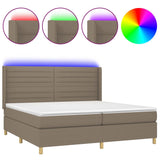 Sommier à lattes de lit matelas et LED Taupe 200x200 cm Tissu