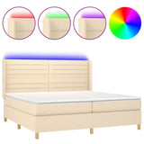 Sommier à lattes de lit matelas et LED Crème 200x200 cm Tissu