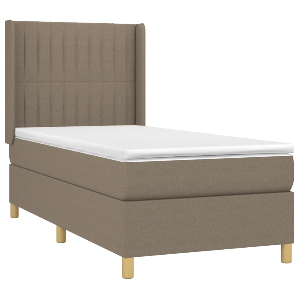 Sommier à lattes de lit matelas et LED Taupe 80x200cm Tissu