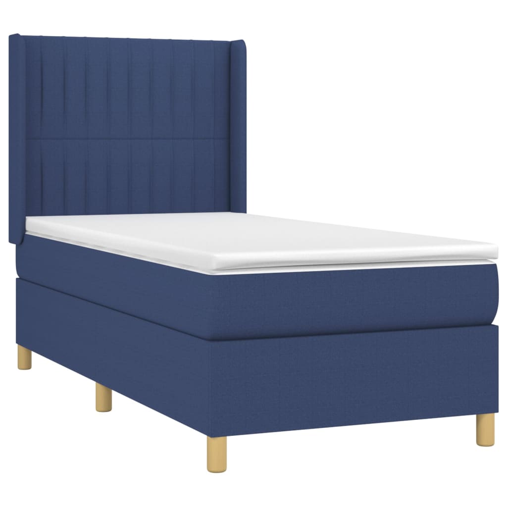 Sommier à lattes de lit matelas et LED Bleu 80x200cm Tissu