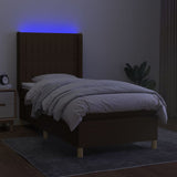 Slatted bed base LED mattress Dark brown 90x190cm Fabric